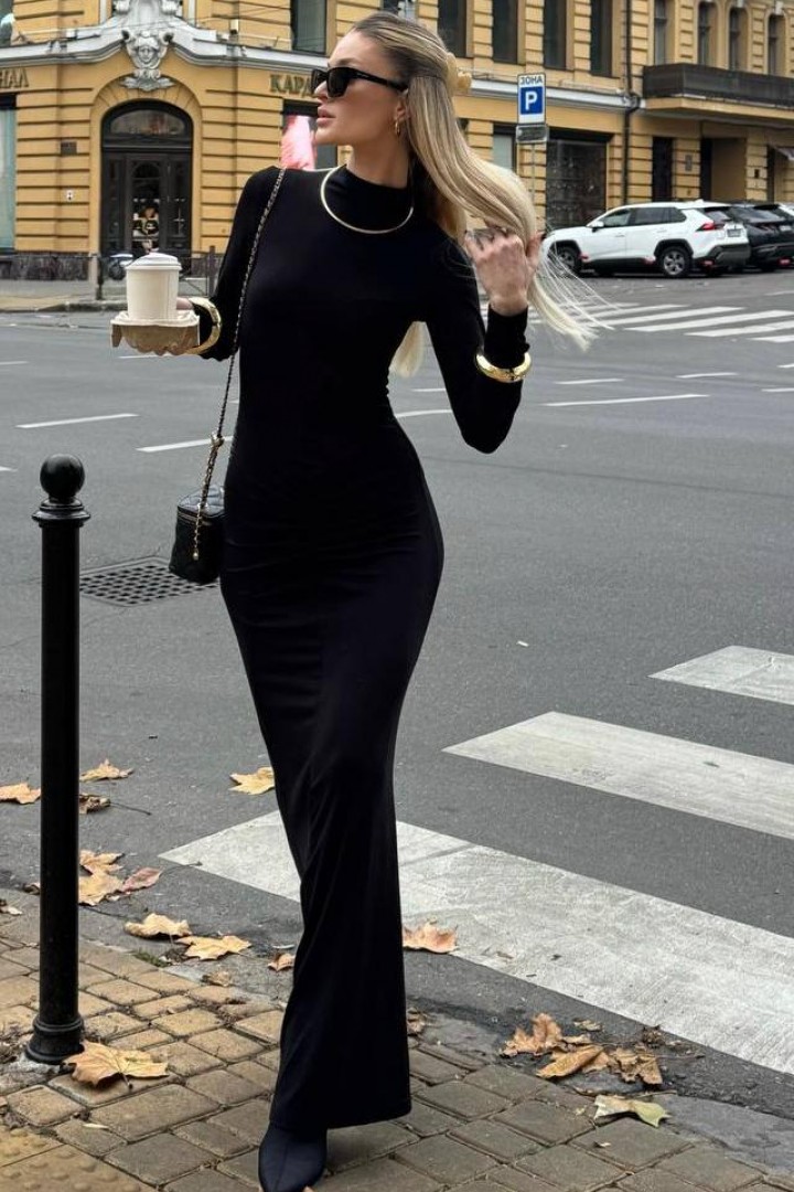 Длинное платье со зборкой   SPL-7094A450