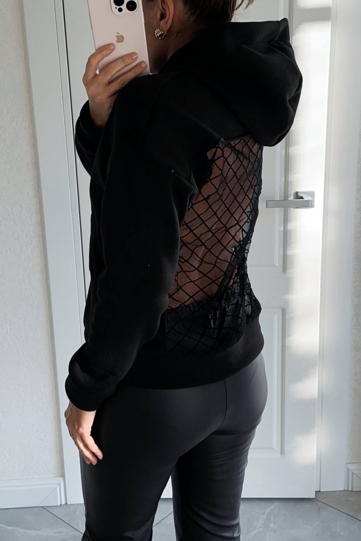 Свитшот со вставкой сетка  AMU-949A380