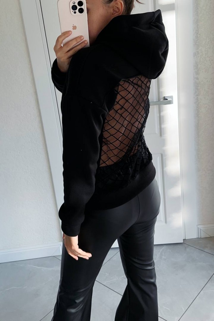 Свитшот со вставкой сетка  AMU-949A380