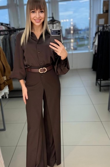 Широкие брюки с ассиметричной планкой KC-0516A500