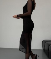 Комбинированное длинное  платье  MIL-170A420