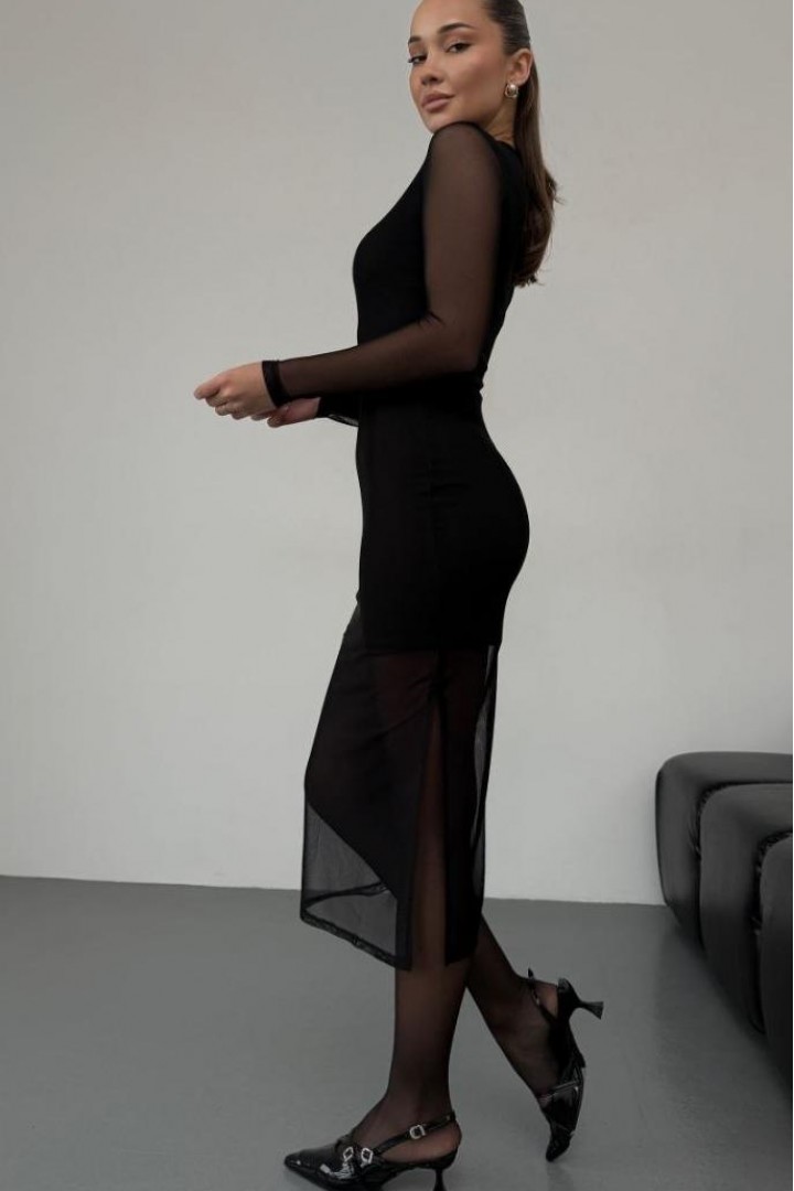 Комбинированное длинное  платье  MIL-170A420