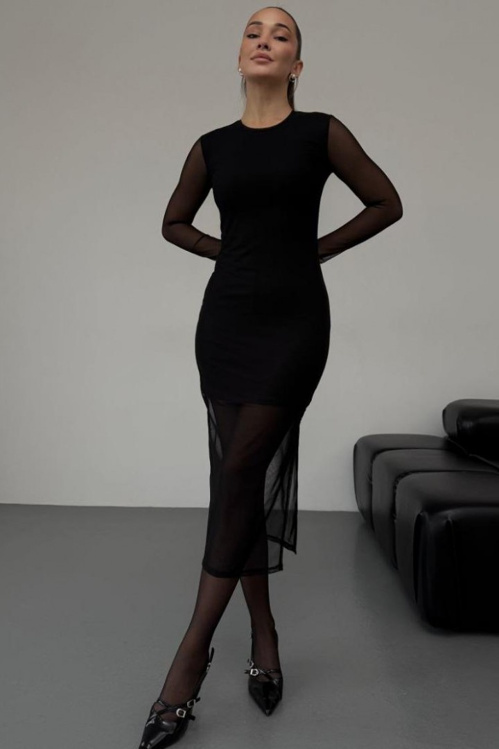 Комбинированное длинное  платье  MIL-170A420