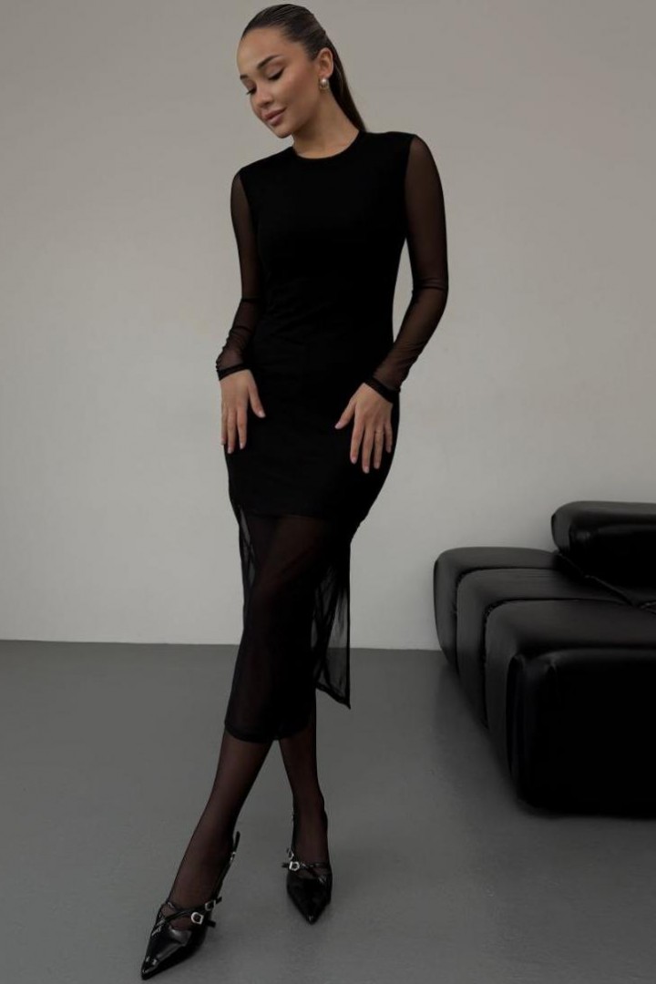 Комбинированное длинное  платье  MIL-170A420