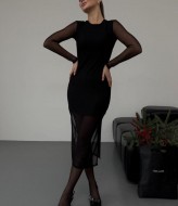 Комбинированное длинное  платье  MIL-170A420