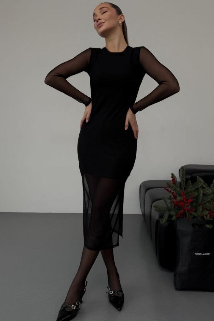 Комбинированное длинное  платье  MIL-170A420