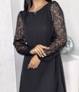 Нарядное платье с гипюровыми рукавами  MIL-172A450