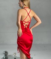 Шелковое платье с открытой спиной SOL-2843A400