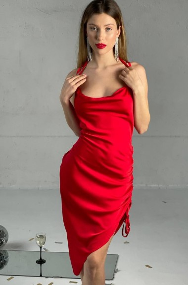 Шёлковое платье с открытой спиной SOL-2843A400