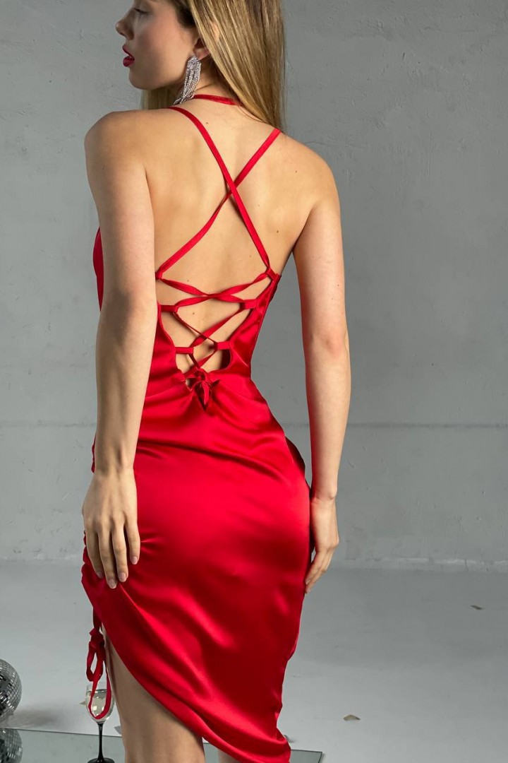 Шелковое платье с открытой спиной SOL-2843A400