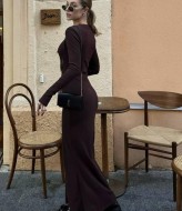 Длинное платье в рубчик HOU-331A479