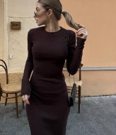 Длинное платье в рубчик HOU-331A479