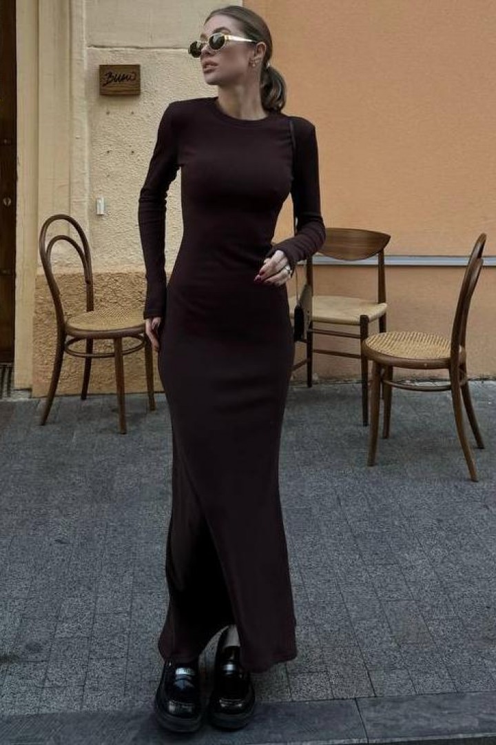 Длинное платье в рубчик HOU-331A479