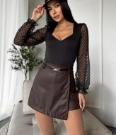 Юбка шорты кожаные  MIL-604A350