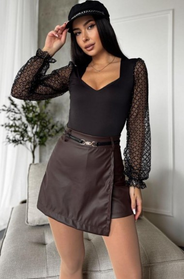 Юбка шорты кожаные  MIL-604A350