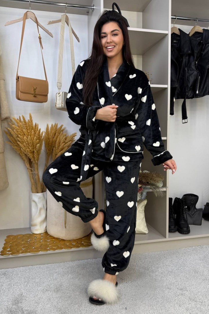 Теплая махровая пижама с воротником   F5F-70A800