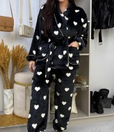 Теплая махровая пижама с воротником   F5F-70A800