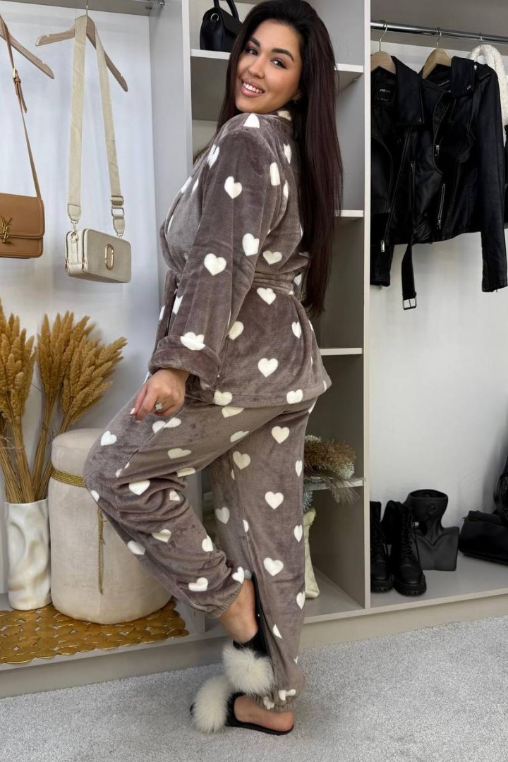 Теплая махровая пижама с воротником   F5F-70A800