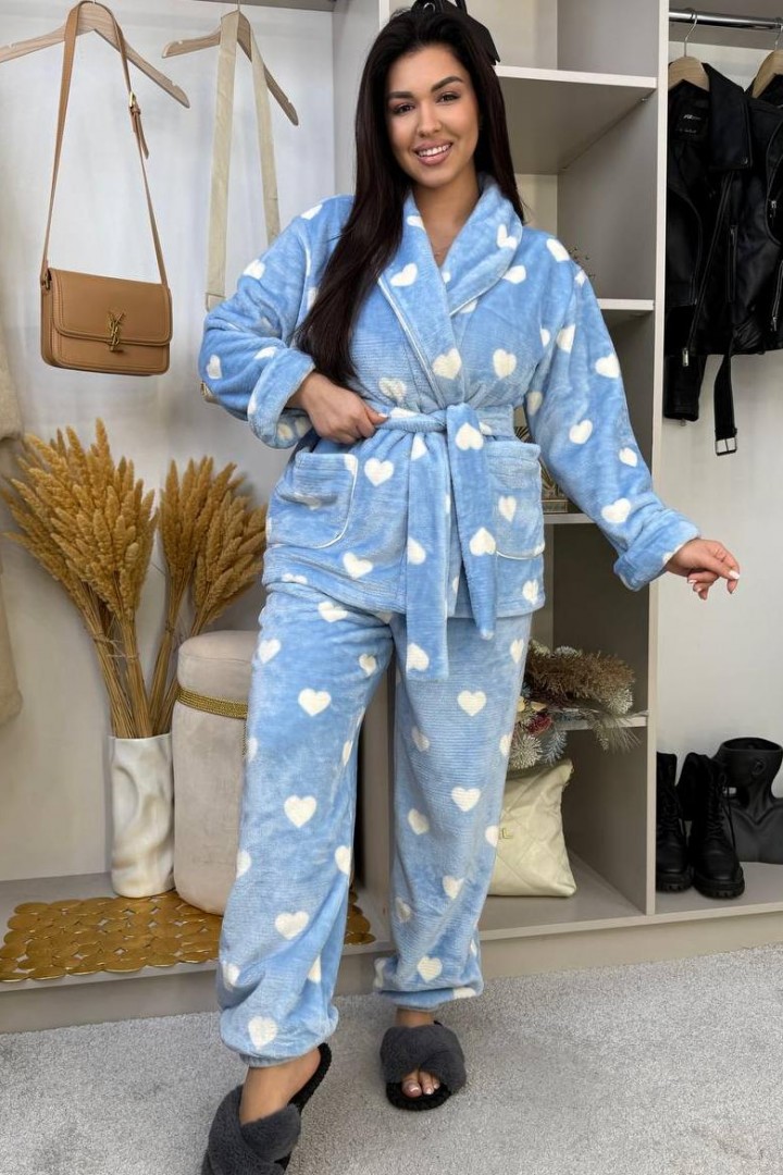 Теплая махровая пижама с воротником   F5F-70A800