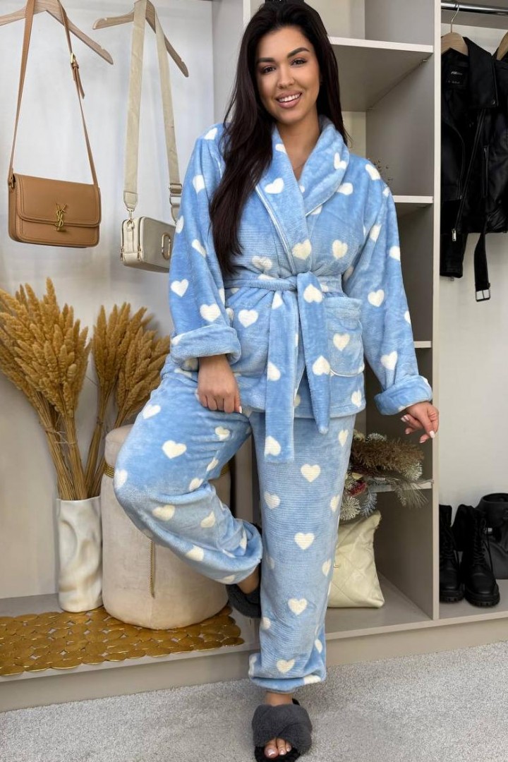 Теплая махровая пижама с воротником   F5F-70A800