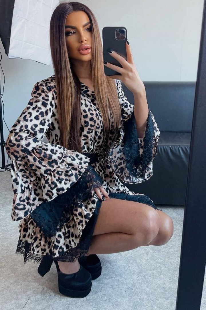 Платье с модным принтом  FL-2064A650