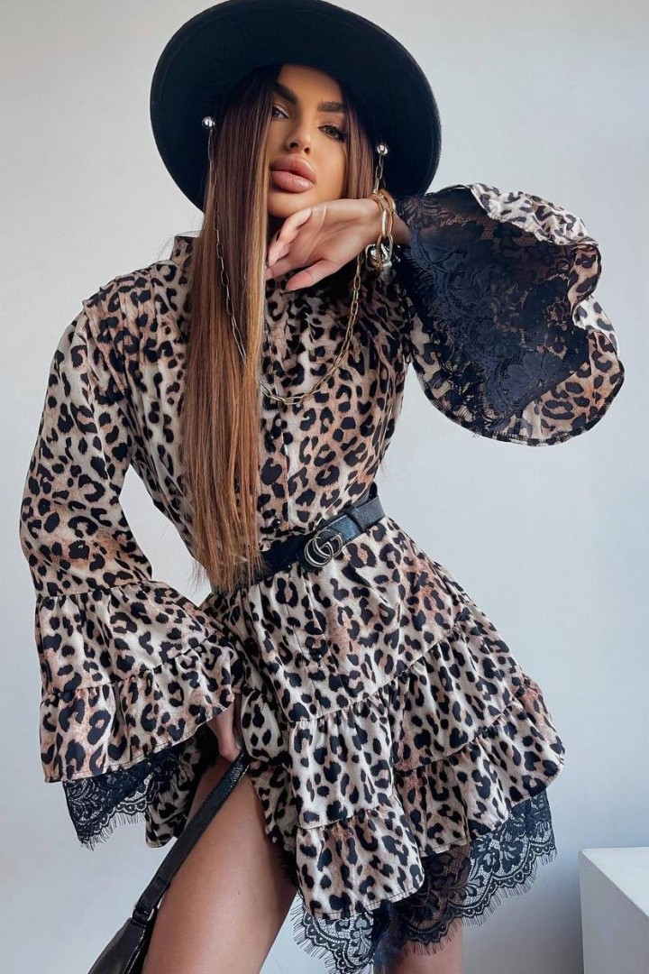 Платье с модным принтом  FL-2064A650