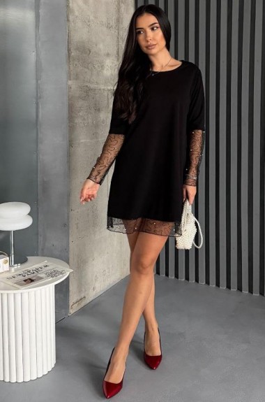 Черное нарядное платье  MIL-174A450