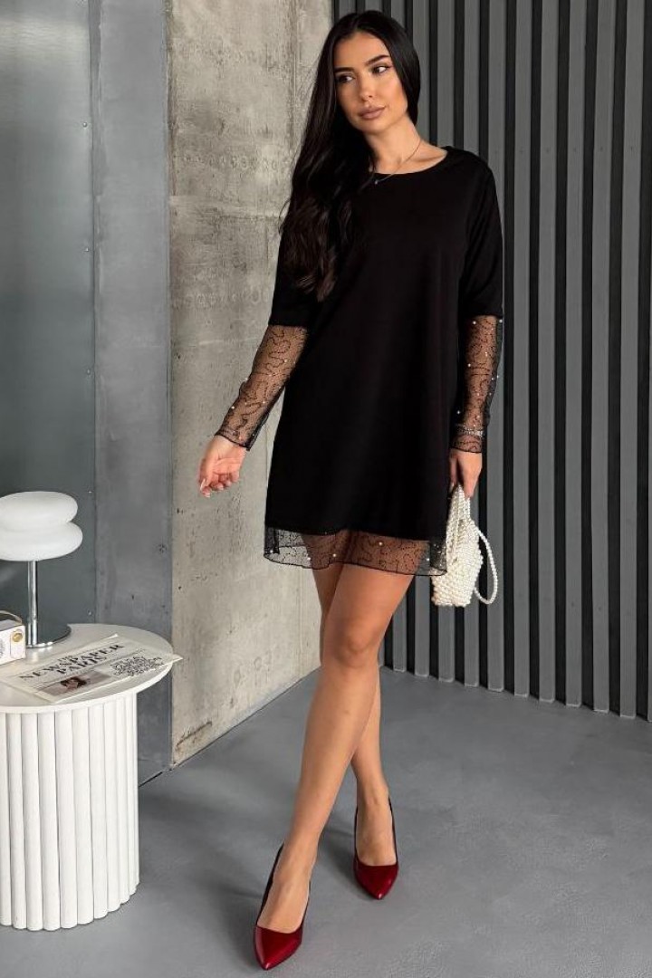 Черное нарядное платье  MIL-174A450