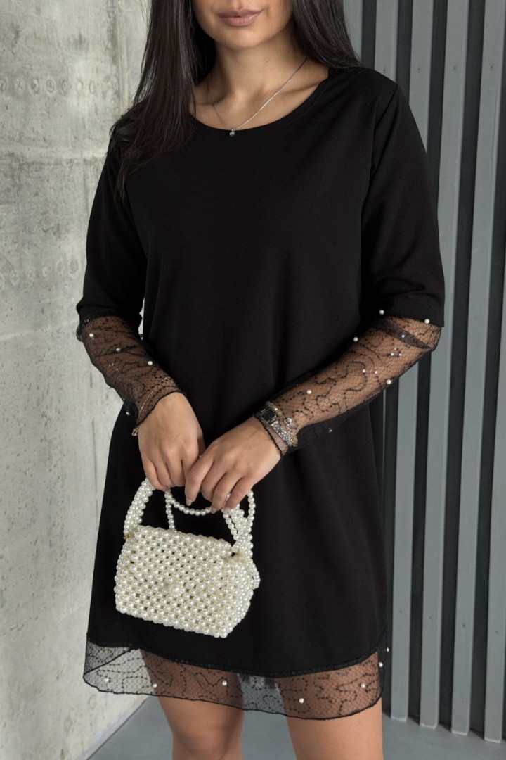 Черное нарядное платье  MIL-174A450