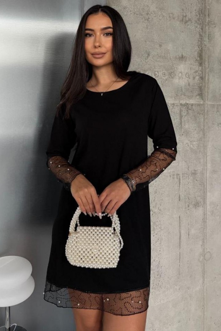 Черное нарядное платье  MIL-174A450