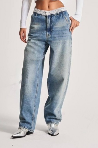 Джинси с  ажурним поясом AMU-2952A999