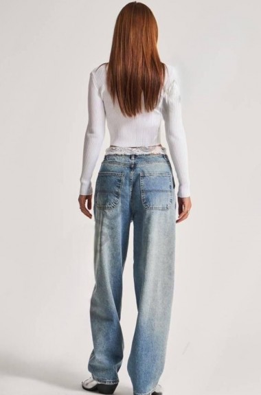 Джинси с  ажурним поясом AMU-2952A999