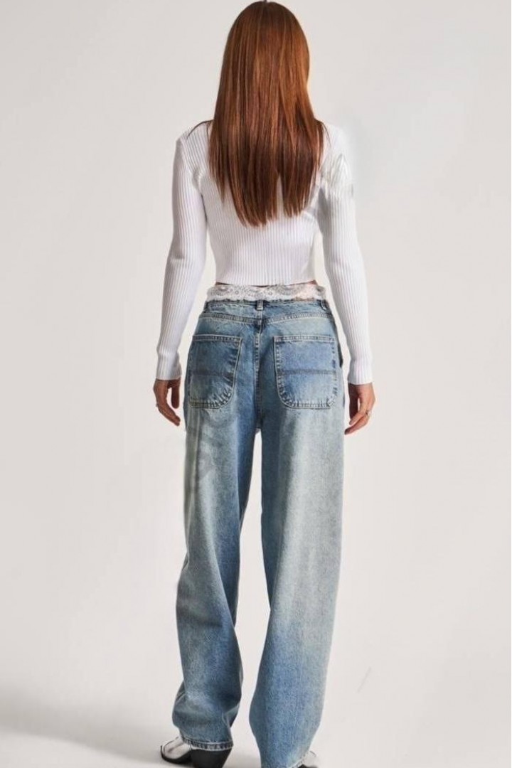 Джинси с  ажурним поясом AMU-2952A999