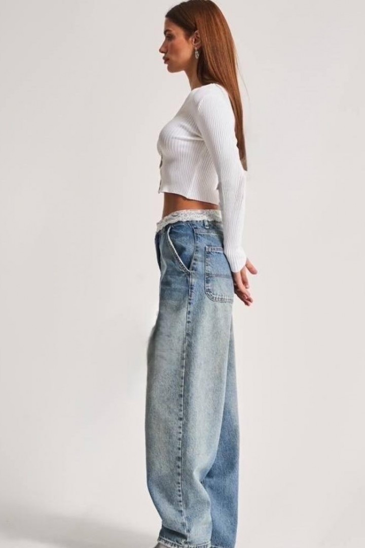 Джинси с  ажурним поясом AMU-2952A999