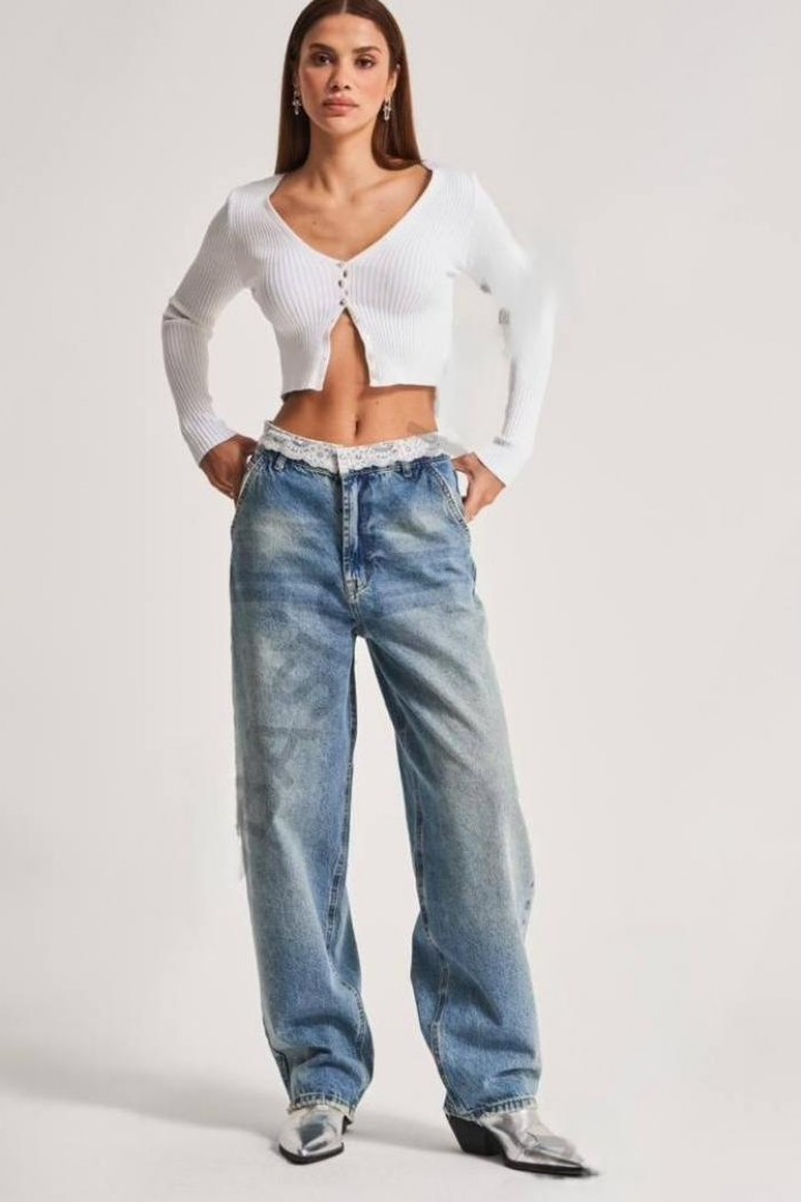 Джинси с  ажурним поясом AMU-2952A999