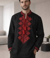 Вышиванка мужская черная  AMU-5013A799