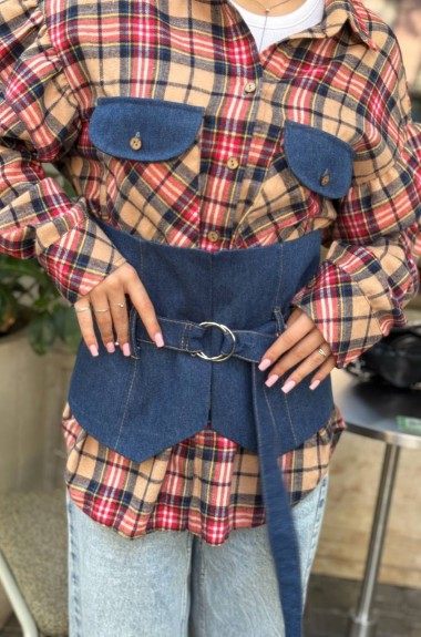 Джинсовый пояс корсет  BAV-2606A490