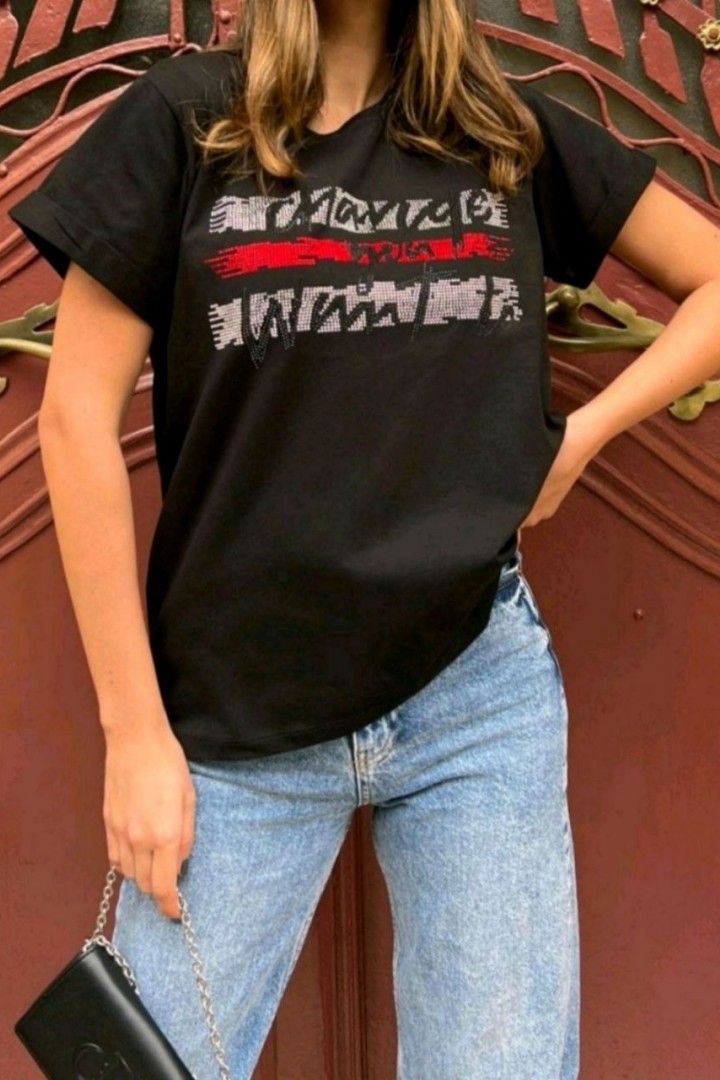 Футболка со стразами   ZAB-1116A220