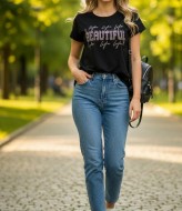 Футболка со стразами   ZAB-1116A220