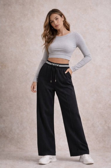 Штаны на широком поясе JK-01020A499 Штаны на широком поясе JK-01020A499