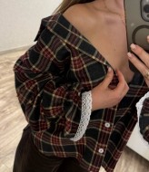 Рубашка в клетку с кружевом EPZ-503A590