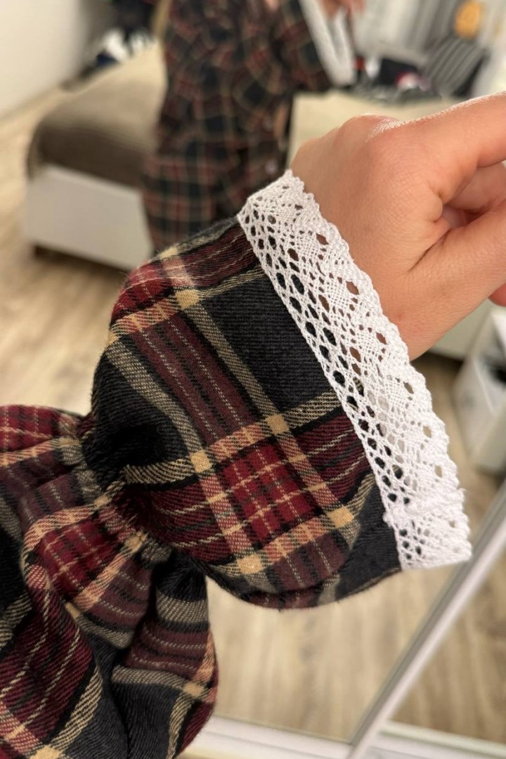 Рубашка в клетку с кружевом EPZ-503A590