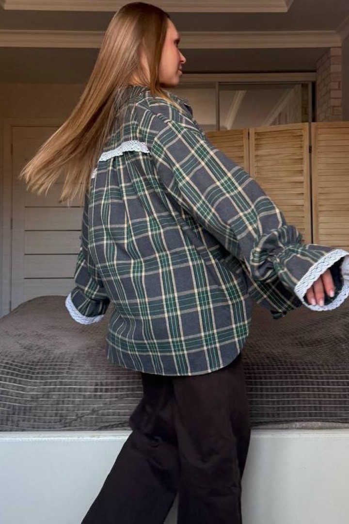 Рубашка в клетку с кружевом EPZ-503A590