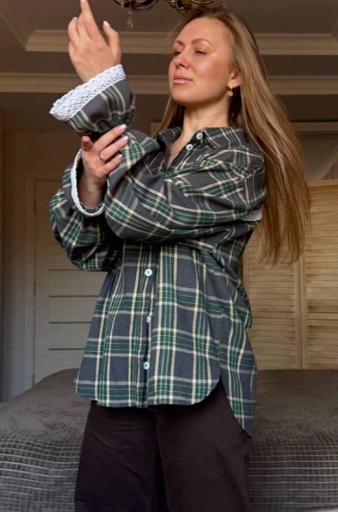 Рубашка в клетку с кружевом EPZ-503A590