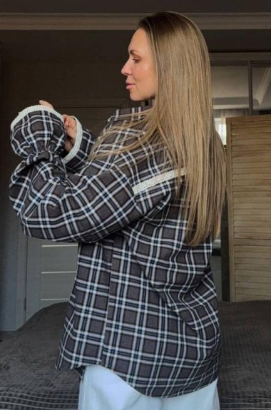 Рубашка в клетку с кружевом EPZ-503A590