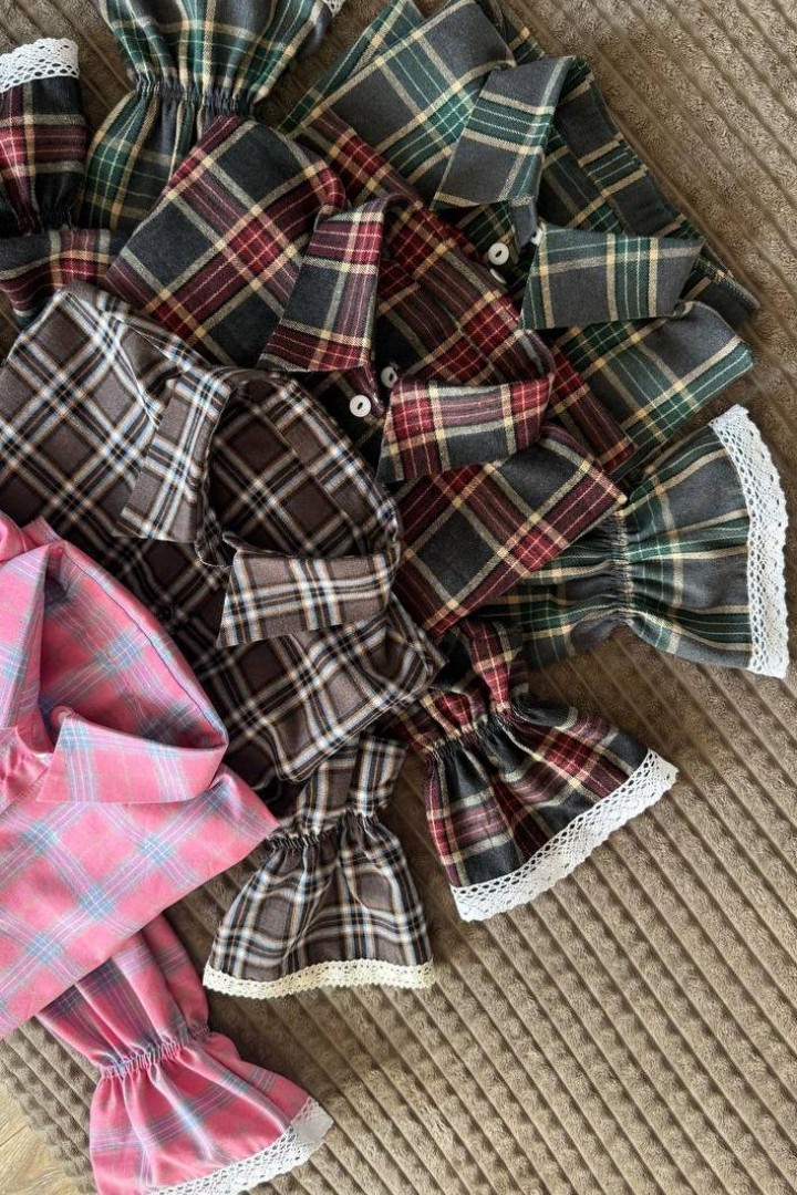 Рубашка в клетку с кружевом EPZ-503A590