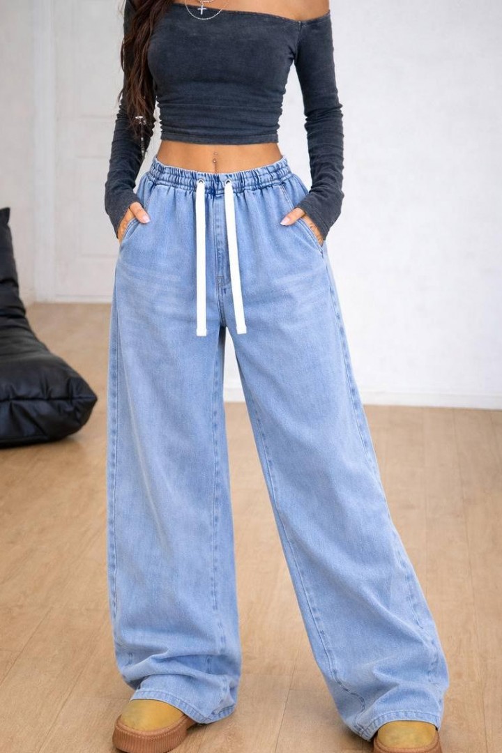 Голубые широкие джинсы   JK-01027A550