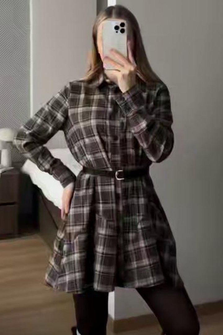 Платье с поясом HOU-422A750