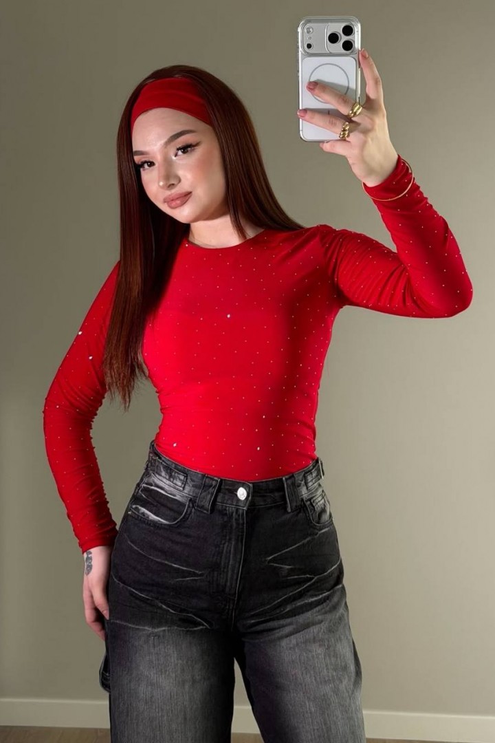 Лонгслів  зі стразами AMU-1481A425 