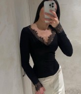 Лонгслив с кружевом HOU-428A349